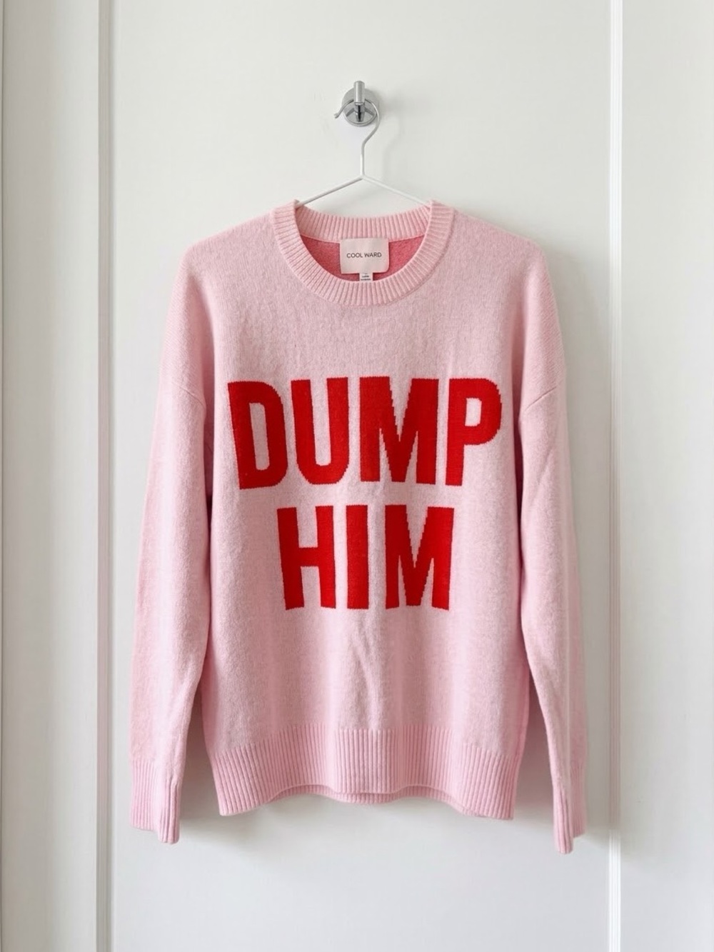 Knox Rose Graphic Soft Pink “Dump Him “Sweater Size Small Oversized
